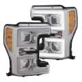 Picture of ANZO LED Headlights 17-18 Ford F-250 Super Duty Plank-Style L-E-D- Headlight Chrome Pair