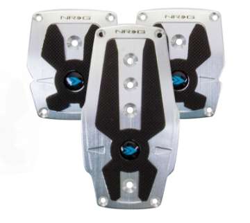 Picture of NRG Brushed Aluminum Sport Pedal M-T - Silver w-Black Rubber Inserts