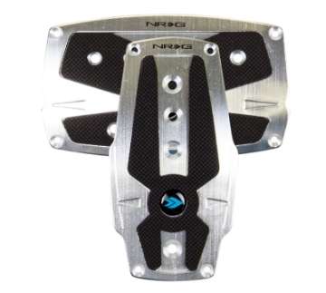 Picture of NRG Brushed Aluminum Sport Pedal A-T - Silver w-Black Rubber Inserts