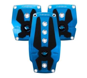Picture of NRG Brushed Aluminum Sport Pedal M-T - Blue w-Black Rubber Inserts