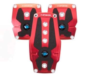 Picture of NRG Brushed Aluminum Sport Pedal M-T - Red w-Black Rubber Inserts
