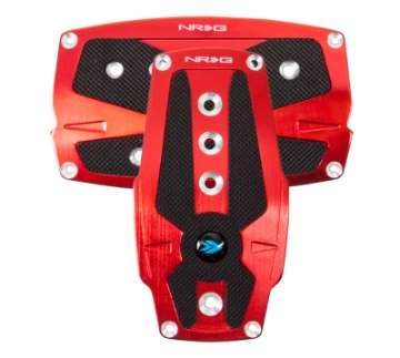 Picture of NRG Brushed Aluminum Sport Pedal A-T - Red w-Black Rubber Inserts