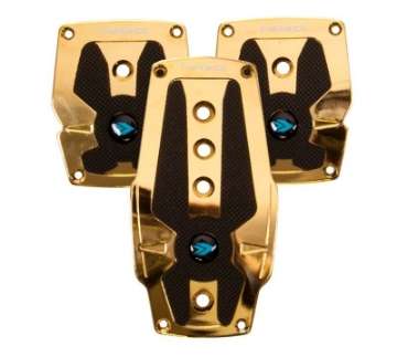 Picture of NRG Aluminum Sport Pedal M-T - Chrome Gold w-Black Rubber Inserts