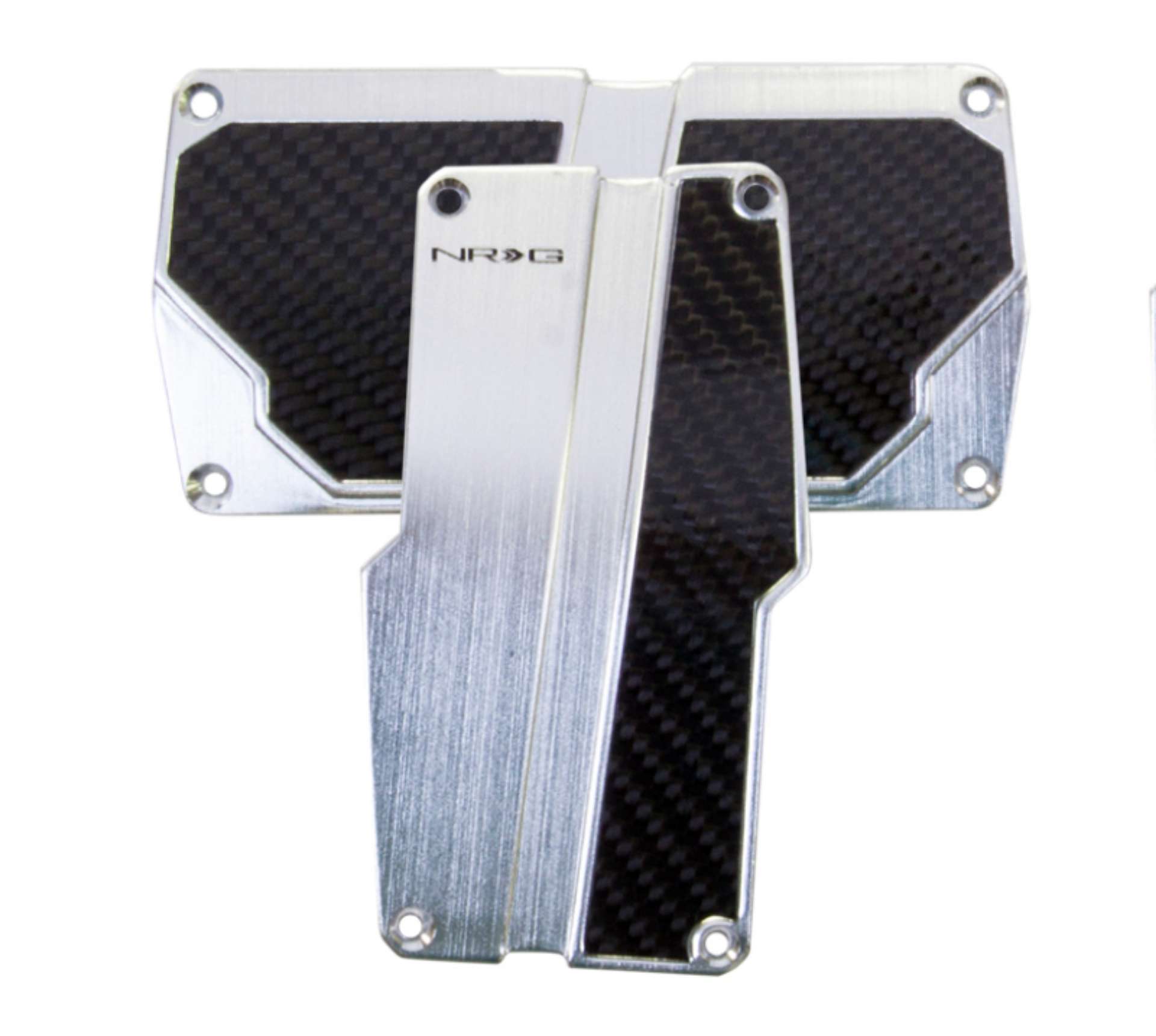 Picture of NRG Brushed Aluminum Sport Pedal A-T - Silver w-Black Carbon
