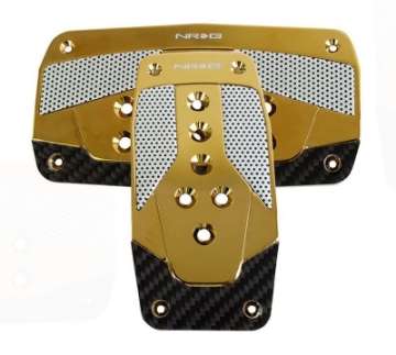 Picture of NRG Aluminum Sport Pedal A-T - Red w-Chrome Gold Carbon