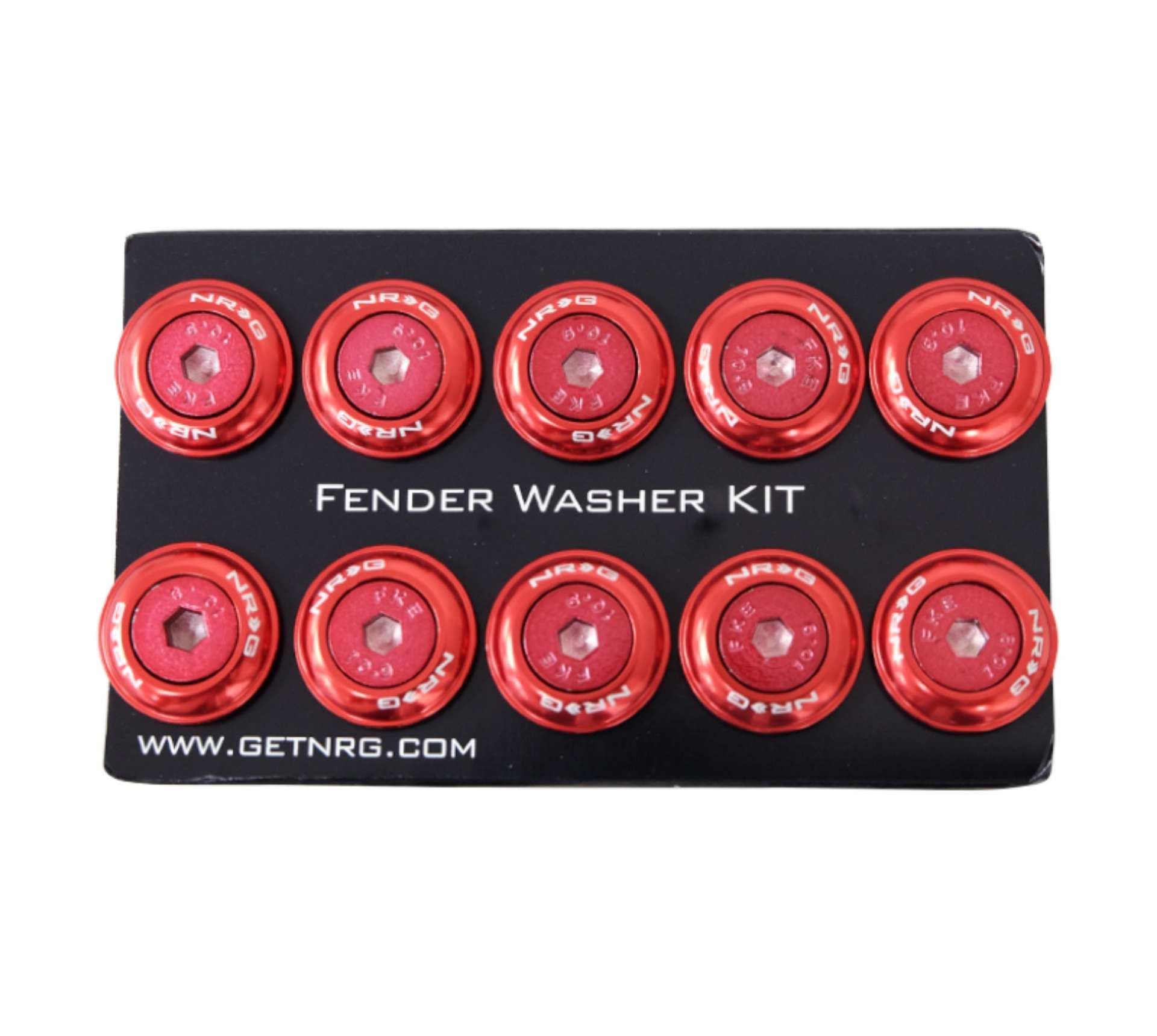 Picture of NRG Fender Washer Kit w-Color Matched M6 Bolt Rivets For Plastic Red - Set of 10