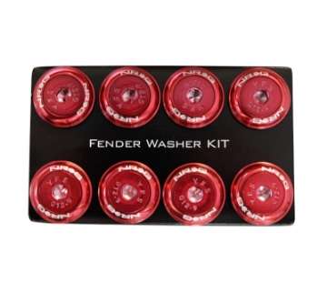 Picture of NRG Fender Washer Kit w-Color Matched M8 Bolt Rivets For Plastic Red - Set of 8