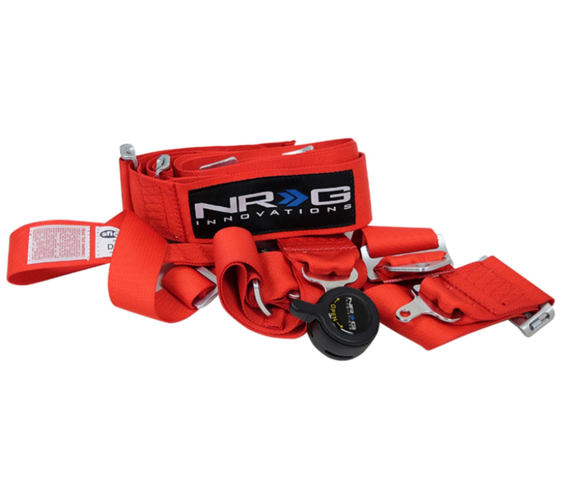 Picture of NRG SFI 16-1 5PT 3in- Seat Belt Harness - Cam Lock - Red