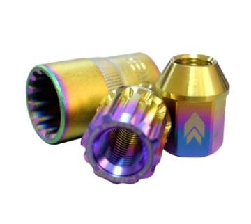 Picture of NRG 200 Series M12 X 1-25 Titanium Lug Nut Set - 21 Pc w-Lock Key Socket - Neochrome