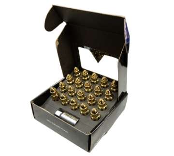 Picture of NRG 500 Series M12 X 1-5 Bullet Shape Steel Lug Nut Set - 21 Pc w-Lock Key - Chrome Gold