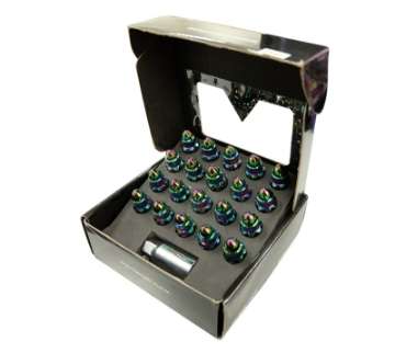 Picture of NRG 500 Series M12 X 1-5 Bullet Shape Steel Lug Nut Set - 21 Pc w-Lock Key - Neochrome