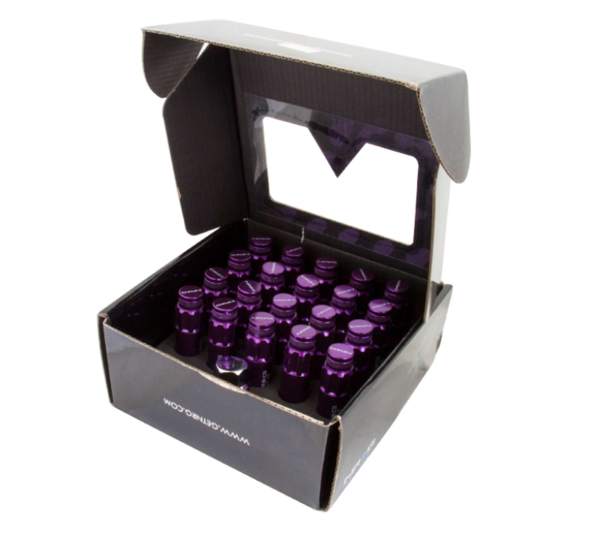 Picture of NRG 700 Series M12 X 1-25 Steel Lug Nut w-Dust Cap Cover Set 21 Pc w-Locks & Lock Socket - Purple