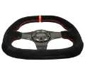 Picture of NRG Carbon Fiber Steering Wheel 320mm Flat Btm- Blk Suede-Red Stitch w-CF Spokes & Red Center Mark