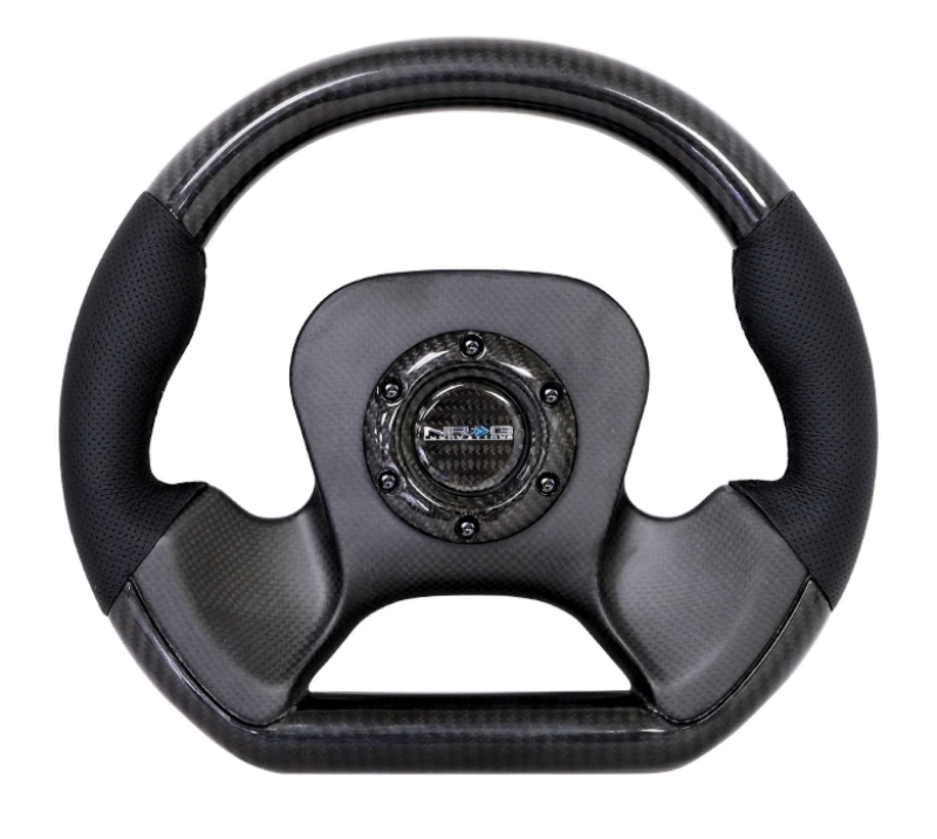 Picture of NRG Carbon Fiber Steering Wheel 320mm CF Center Plate & Two-Tone Carbon w-Leather Trim Handles