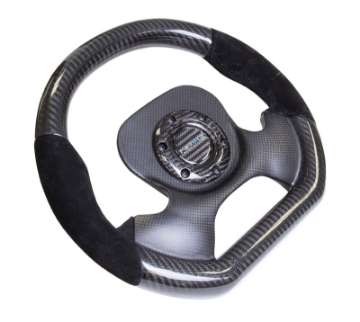 Picture of NRG Carbon Fiber Steering Wheel 320mm CF Center Plate & Two-Tone Carbon w-Suede Trim Handles