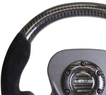 Picture of NRG Carbon Fiber Steering Wheel 320mm CF Center Plate & Two-Tone Carbon w-Suede Trim Handles