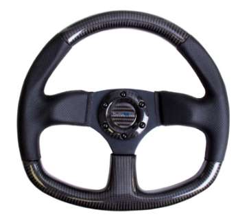 Picture of NRG Carbon Fiber Steering Wheel 320mm Flat Bottom & Leather Trim w-Black Stitching