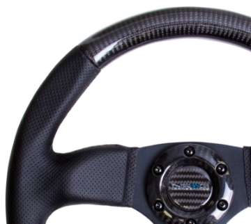 Picture of NRG Carbon Fiber Steering Wheel 320mm Flat Bottom & Leather Trim w-Black Stitching