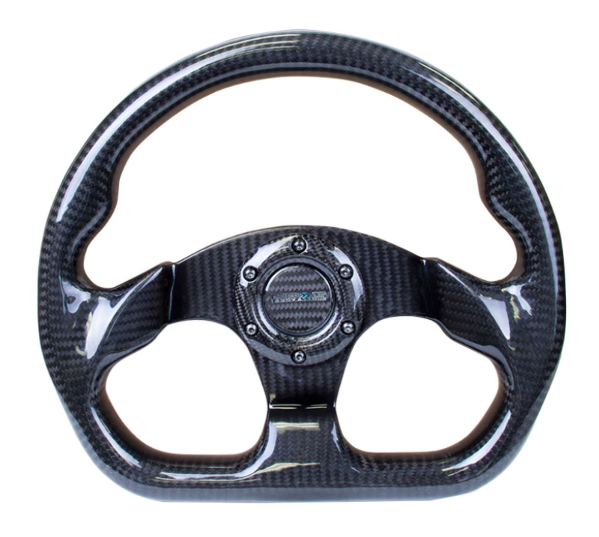 Picture of NRG Carbon Fiber Steering Wheel 320mm Flat Bottom w-Shiny Black Carbon