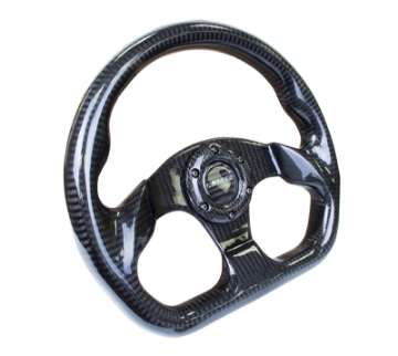 Picture of NRG Carbon Fiber Steering Wheel 320mm Flat Bottom w-Shiny Black Carbon