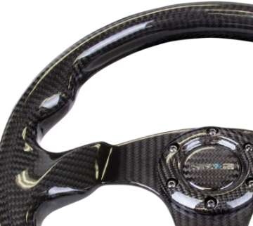 Picture of NRG Carbon Fiber Steering Wheel 320mm Flat Bottom w-Shiny Black Carbon