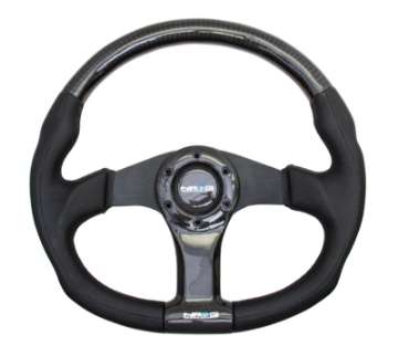 Picture of NRG Carbon Fiber Steering Wheel 350mm Oval Shape Black w-Leather Trim