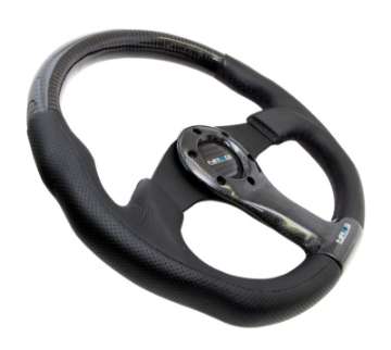 Picture of NRG Carbon Fiber Steering Wheel 350mm Oval Shape Black w-Leather Trim