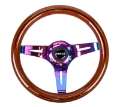 Picture of NRG Classic Wood Grain Steering Wheel 310mm Dark Wood & Black Line Inlay w-Neochrome 3-Spoke Ctr