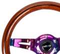 Picture of NRG Classic Wood Grain Steering Wheel 310mm Dark Wood & Black Line Inlay w-Neochrome 3-Spoke Ctr