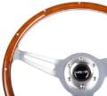 Picture of NRG Classic Wood Grain Steering Wheel 365mm Wood w-Metal Accents & Polished Alum- 3-Spoke Center