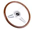 Picture of NRG Classic Wood Grain Steering Wheel 365mm Wood w-Metal Inserts & Brushed Alum- 3-Spoke Center