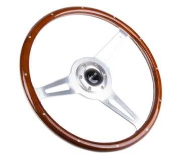 Picture of NRG Classic Wood Grain Steering Wheel 365mm Wood w-Metal Inserts & Brushed Alum- 3-Spoke Center