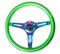 Picture of NRG Classic Wood Grain Steering Wheel 350mm Green Pearl-Flake Paint w-Neochrome 3-Spoke Center