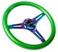 Picture of NRG Classic Wood Grain Steering Wheel 350mm Green Pearl-Flake Paint w-Neochrome 3-Spoke Center