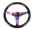 Picture of NRG Classic Wood Grain Steering Wheel 350mm Black Sparkle-Galaxy Color w-Neochrome 3-Spoke