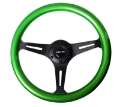 Picture of NRG Classic Wood Grain Steering Wheel 350mm Green Pearl-Flake Paint w-Black 3-Spoke Center