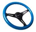 Picture of NRG Classic Wood Grain Steering Wheel 350mm Blue Pearl-Flake Paint w-Black 3-Spoke Center