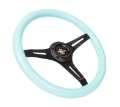 Picture of NRG Classic Wood Grain Steering Wheel 350mm Minty Fresh Color Grip w-Black 3-Spoke Center