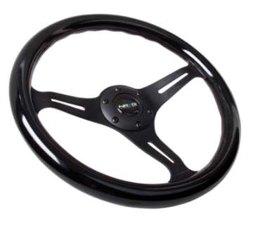 Picture of NRG Classic Wood Grain Steering Wheel 350mm Black Paint Grip w-Black 3-Spoke Center