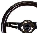 Picture of NRG Classic Wood Grain Steering Wheel 310mm Black w-Black Chrome 3-Spoke Center