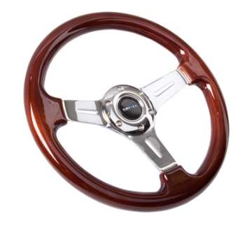 Picture of NRG Classic Wood Grain Steering Wheel 330mm Wood Grain w-Chrome 3-Spoke Center