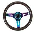 Picture of NRG Classic Wood Grain Steering Wheel 310mm Black w-Neochrome 3-Spoke Center