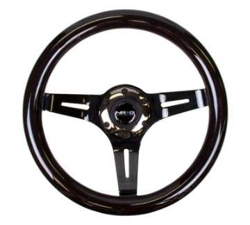 Picture of NRG Classic Wood Grain Steering Wheel 310mm White w-Neochrome 3-Spoke Center