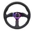 Picture of NRG Reinforced Steering Wheel 350mm - 2-5in- Deep Leather Race Comfort Grip w-4mm Neochrome Spokes