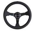 Picture of NRG Reinforced Steering Wheel 350mm - 3in- Deep Bk Leather w-Bk BBall Stitch Odi Bakchis Edition