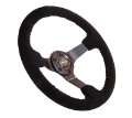 Picture of NRG Reinforced Steering Wheel 350mm - 3in- Deep Blk Suede w-Blk BBall Stitch Odi Bakchis Edition