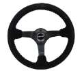 Picture of NRG Reinforced Steering Wheel 350mm - 3in- Deep Blk Suede-Blk Bball Stitch w-5mm Matte Black Spoke