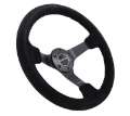 Picture of NRG Reinforced Steering Wheel 350mm - 3in- Deep Blk Suede-Blk Bball Stitch w-5mm Matte Black Spoke