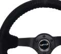 Picture of NRG Reinforced Steering Wheel 350mm - 3in- Deep Blk Suede-Blk Bball Stitch w-5mm Matte Black Spoke