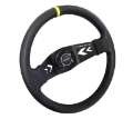 Picture of NRG Reinforced Steering Wheel 350mm - 3in Deep Blk Leather w-NRG Arrow-Cut 2-Spoke & Sgl Yellow CM